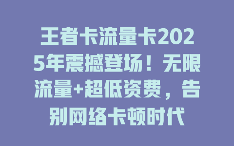 王者卡流量卡2025年震撼登场！无限流量+超低资费，告别网络卡顿时代