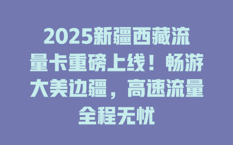 2025新疆西藏流量卡重磅上线！畅游大美边疆，高速流量全程无忧