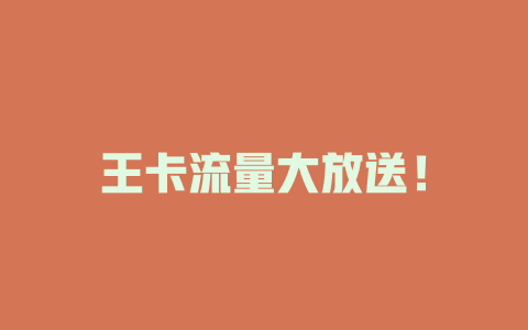 王卡流量大放送！