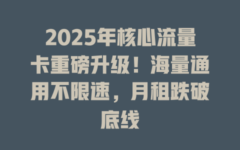 2025年核心流量卡重磅升级！海量通用不限速，月租跌破底线