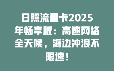 日照流量卡2025年畅享版：高速网络全天候，海边冲浪不限速！