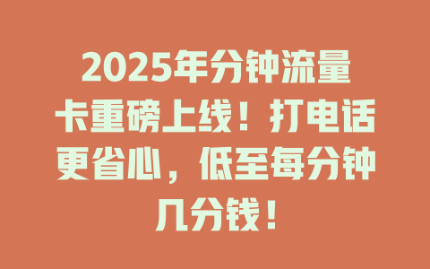 2025年分钟流量卡重磅上线！打电话更省心，低至每分钟几分钱！