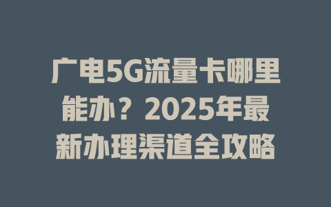 广电5G流量卡哪里能办？2025年最新办理渠道全攻略