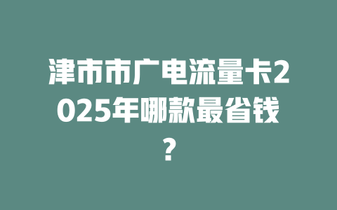 津市市广电流量卡2025年哪款最省钱？