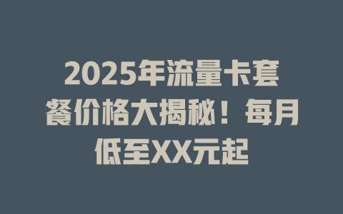 2025年流量卡套餐价格大揭秘！每月低至XX元起