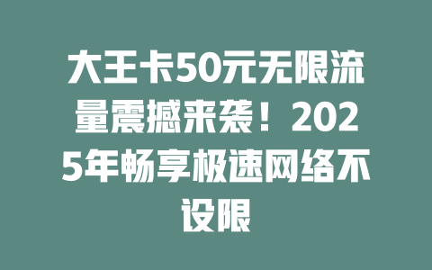 大王卡50元无限流量震撼来袭！2025年畅享极速网络不设限
