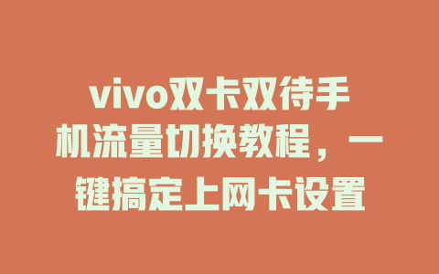 vivo双卡双待手机流量切换教程，一键搞定上网卡设置