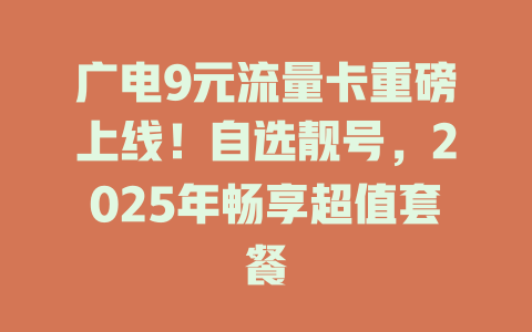广电9元流量卡重磅上线！自选靓号，2025年畅享超值套餐