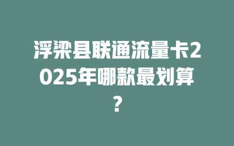 浮梁县联通流量卡2025年哪款最划算？