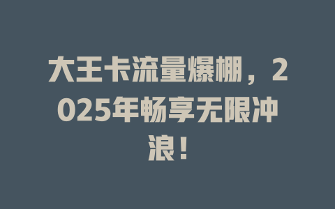 大王卡流量爆棚，2025年畅享无限冲浪！
