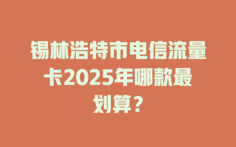 锡林浩特市电信流量卡2025年哪款最划算？