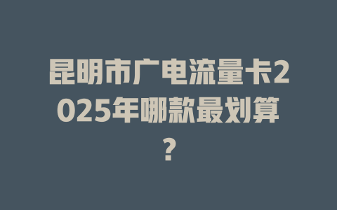 昆明市广电流量卡2025年哪款最划算？