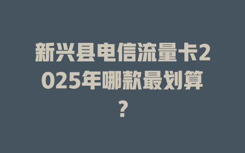 新兴县电信流量卡2025年哪款最划算？