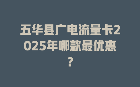 五华县广电流量卡2025年哪款最优惠？