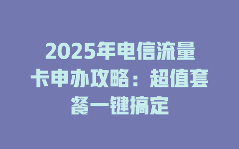 2025年电信流量卡申办攻略：超值套餐一键搞定