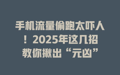 手机流量偷跑太吓人！2025年这几招教你揪出“元凶”