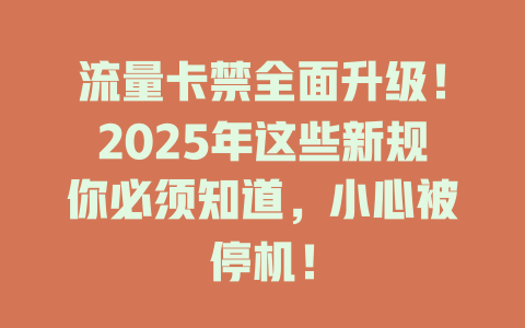 流量卡禁全面升级！2025年这些新规你必须知道，小心被停机！