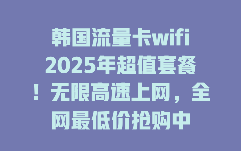 韩国流量卡wifi2025年超值套餐！无限高速上网，全网最低价抢购中