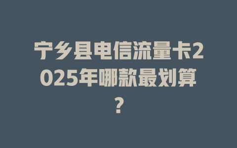 宁乡县电信流量卡2025年哪款最划算？