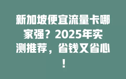 新加坡便宜流量卡哪家强？2025年实测推荐，省钱又省心！