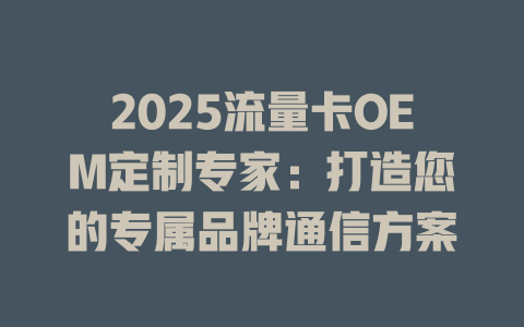 2025流量卡OEM定制专家：打造您的专属品牌通信方案