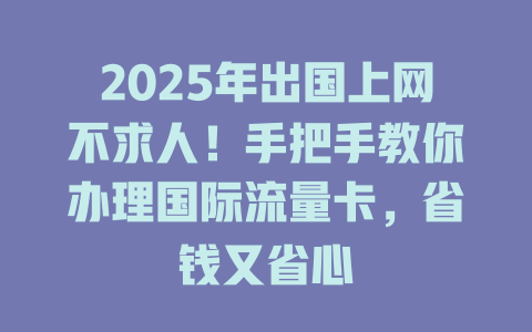 2025年出国上网不求人！手把手教你办理国际流量卡，省钱又省心