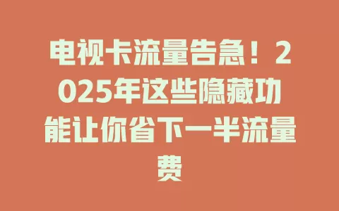 电视卡流量告急！2025年这些隐藏功能让你省下一半流量费