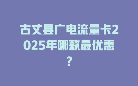 古丈县广电流量卡2025年哪款最优惠？