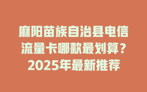 麻阳苗族自治县电信流量卡哪款最划算？2025年最新推荐