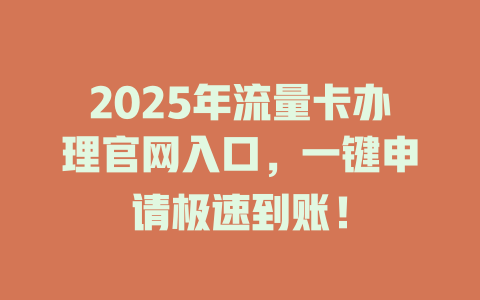 2025年流量卡办理官网入口，一键申请极速到账！