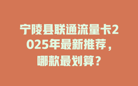 宁陵县联通流量卡2025年最新推荐，哪款最划算？