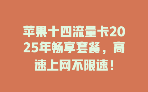 苹果十四流量卡2025年畅享套餐，高速上网不限速！
