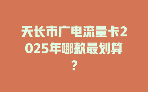 天长市广电流量卡2025年哪款最划算？
