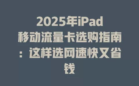 2025年iPad移动流量卡选购指南：这样选网速快又省钱