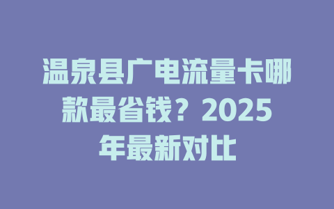 温泉县广电流量卡哪款最省钱？2025年最新对比
