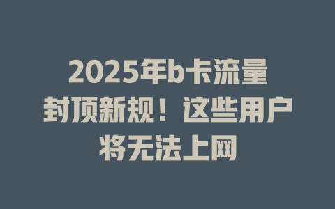 2025年b卡流量封顶新规！这些用户将无法上网