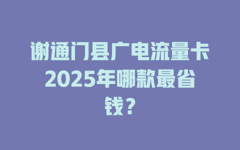 谢通门县广电流量卡2025年哪款最省钱？