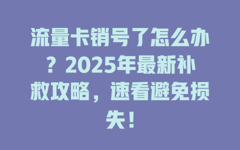 流量卡销号了怎么办？2025年最新补救攻略，速看避免损失！