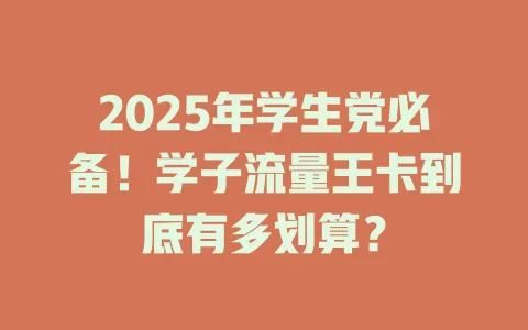 2025年学生党必备！学子流量王卡到底有多划算？