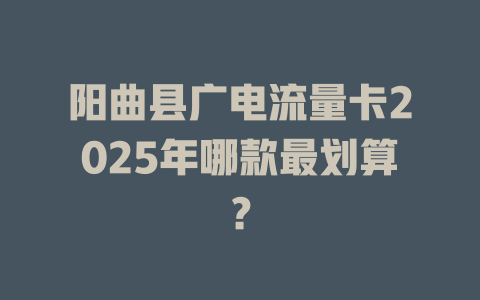 阳曲县广电流量卡2025年哪款最划算？