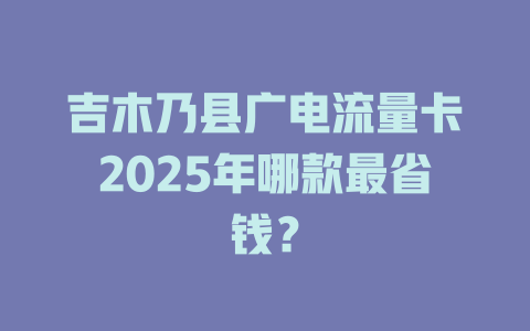 吉木乃县广电流量卡2025年哪款最省钱？