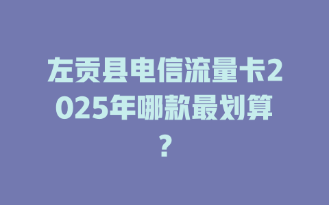 左贡县电信流量卡2025年哪款最划算？
