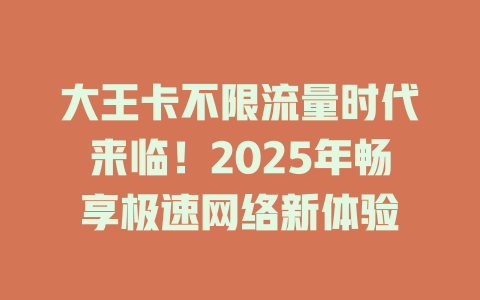 大王卡不限流量时代来临！2025年畅享极速网络新体验