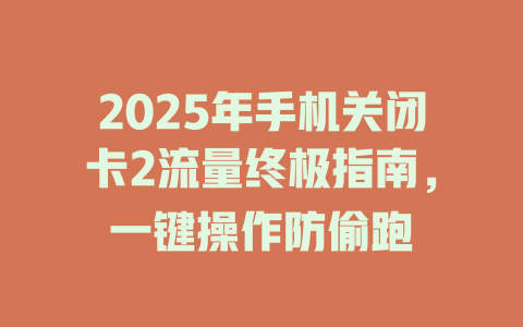 2025年手机关闭卡2流量终极指南，一键操作防偷跑