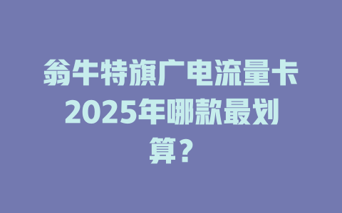 翁牛特旗广电流量卡2025年哪款最划算？