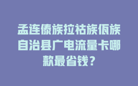 孟连傣族拉祜族佤族自治县广电流量卡哪款最省钱？