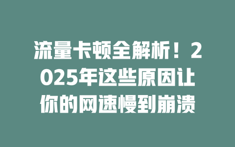 流量卡顿全解析！2025年这些原因让你的网速慢到崩溃