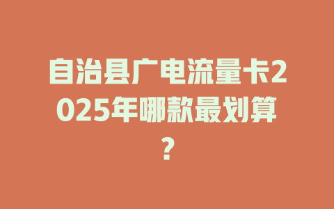 自治县广电流量卡2025年哪款最划算？