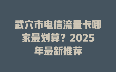 武穴市电信流量卡哪家最划算？2025年最新推荐