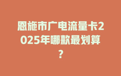 恩施市广电流量卡2025年哪款最划算？